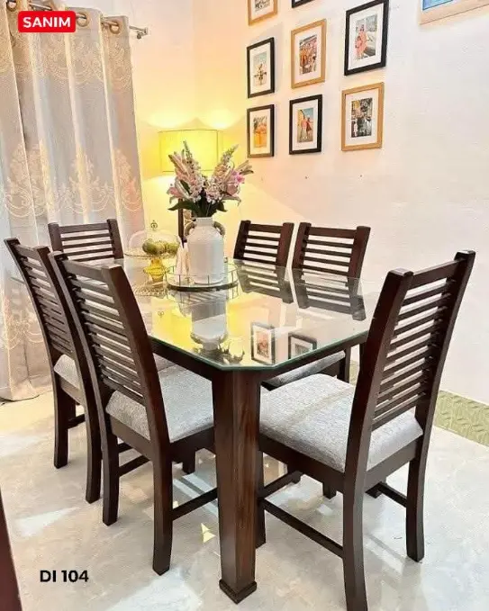 Premium 6 Chair Godi Dining Table Nashira Price in Bangladesh | Sanim Furniture